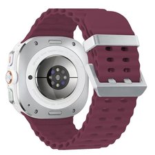 ����� ������� ����  Ocean Hole Dual Buckle Silicone Band ���� LaTera (��� Wine Red/Silver)  ����� ��� ����  Samsung Galaxy Watch Ultra / Watch Ultra 2025