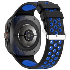 רצועת סיליקון מדגם Holes Silicone Band מבית LaTera (צבע Black/Blue) לשעון חכם מדגם Samsung Galaxy Watch Ultra / Watch Ultra 2025 רצועת סיליקון מדגם Holes Silicone Band מבית LaTera (צבע Black/Blue) לשעון חכם מדגם Samsung Galaxy Watch Ultra / Watch Ultra 2025