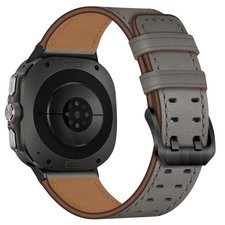 ����� ��� ���� Double Buckle Leather Band ���� LaTera (��� Grey) ����� ��� ����  Samsung Galaxy Watch 8 / Samsung Galaxy Watch 8 Classic