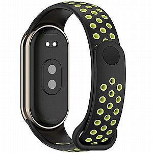 ����� ������� ���� Holes Color Silicone Band ���� iBands  (��� Black/Lime) ����� ��� ����: Xiaomi Smart Band 8 / Xiaomi Smart Band 9 / Xiaomi Smart Band 10
