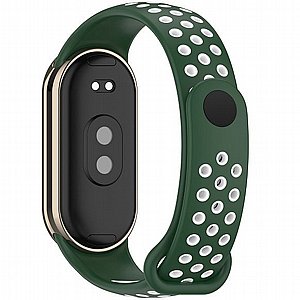 ����� ������� ���� Holes Color Silicone Band ���� iBands  (��� Green/White) ����� ��� ����: Xiaomi Smart Band 8 / Xiaomi Smart Band 9 / Xiaomi Smart Band 10