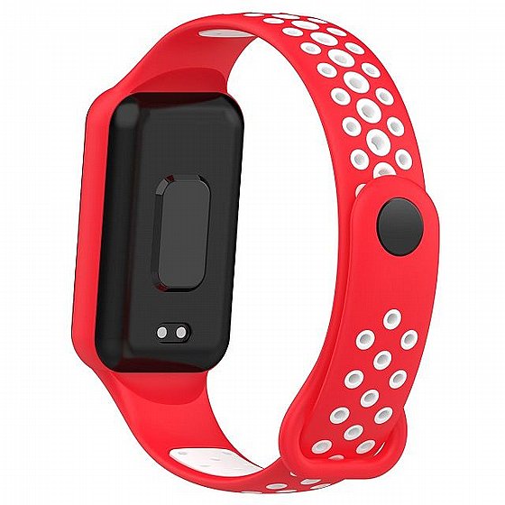 ����� ������� ���� Sports Solid Color Silicone Band ���� LaTera ����� ��� ����: Xiaomi Smart Band 8 Active (��� Red/White)