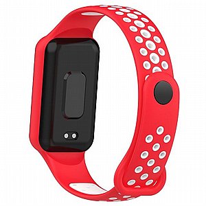 רצועת סיליקון מדגם Sports Solid Color Silicone Band מבית LaTera לשעון חכם מדגם: Xiaomi Smart Band 8 Active (צבע Red/White) רצועת סיליקון מדגם Sports Solid Color Silicone Band מבית LaTera לשעון חכם מדגם: Xiaomi Smart Band 8 Active (צבע Red/White)