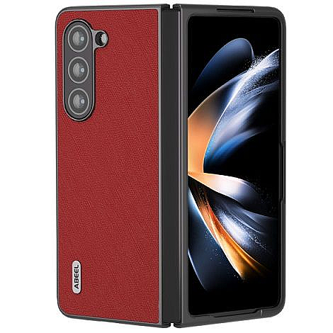 ����� ���� ���� Cross Texture Genuine Leather ���� Abeel ������ ������ ����: Samsung Galaxy Z Fold 5 (��� ����)